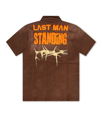 Aologne Left Standing Stretch Button Up Shirt - Brown