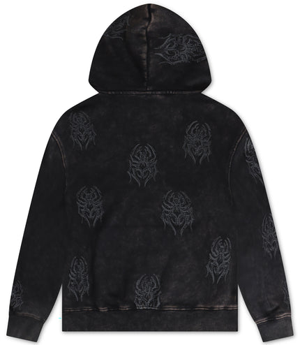 Smoke Rise Rhinestone All Over Print Hoodie - Black