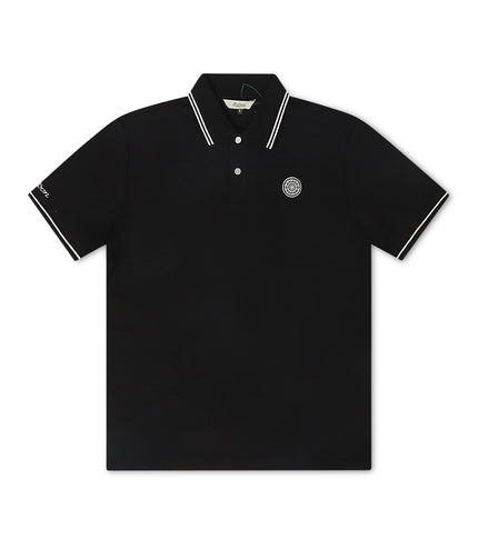 Malbon Fairway Applique Pique Polo - Black