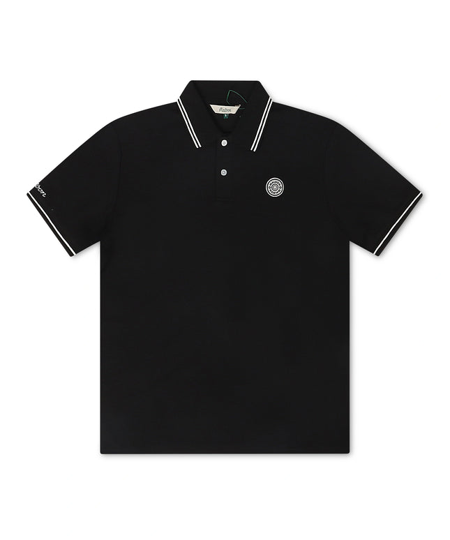 Malbon Fairway Applique Pique Polo - Black