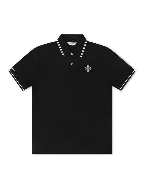 Malbon Fairway Applique Pique Polo - Black