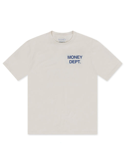 MONEY DEPT. LOS ANGELES HEAVYWEIGHT TEE - CREAM/BLUE MONEY DEPT