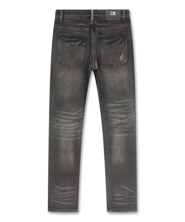 Damati  Distressed Slim Fit Stretch Jeans - Light Grey