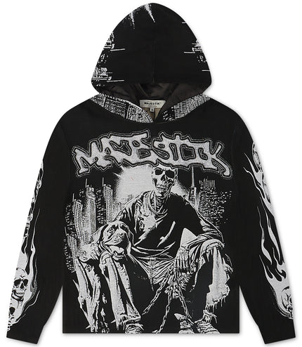 Majestik Mens Bone Squad Tapestry Hoodie - Black