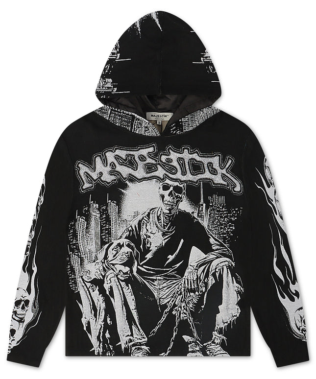 Majestik Mens Bone Squad Tapestry Hoodie - Black