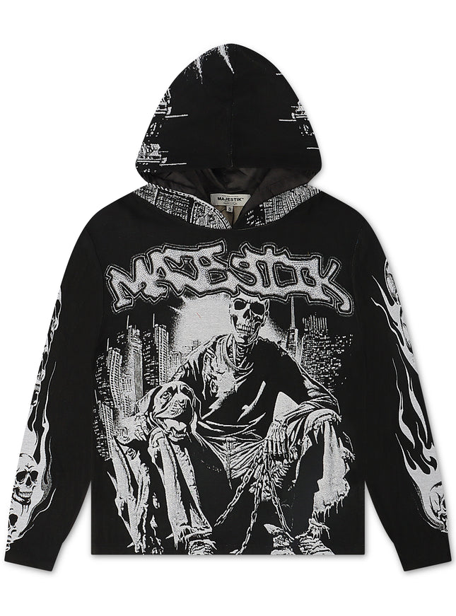 Majestik Mens Bone Squad Tapestry Hoodie - Black