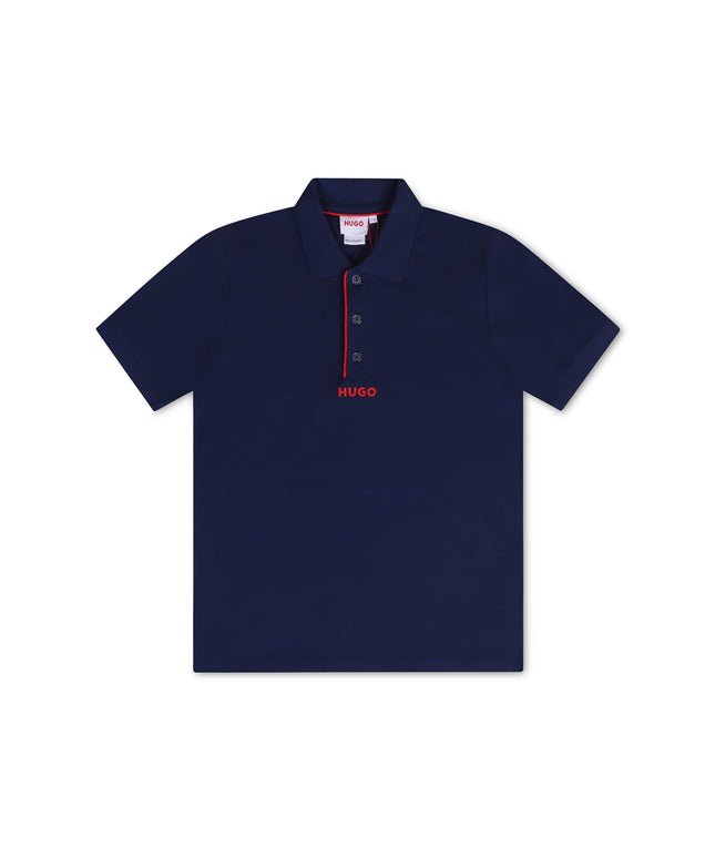 Hugo Kids Logo Print Polo - Navy