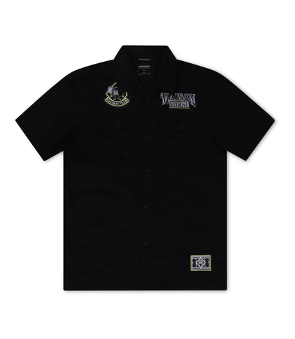 SMOKE RISE GRAPHIC POLISHED TWILL SHIRT - BLACK SMOKE RISE