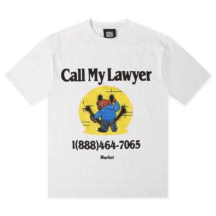 Market Studios Smiley Call My Lawyer Bear Tee - White - denim exchange