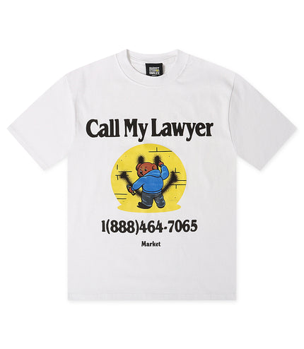 Market Studios Smiley Call My Lawyer Bear Tee - White