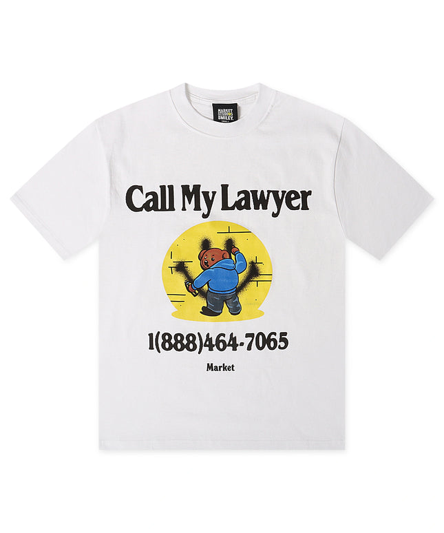 Market Studios Smiley Call My Lawyer Bear Tee - White