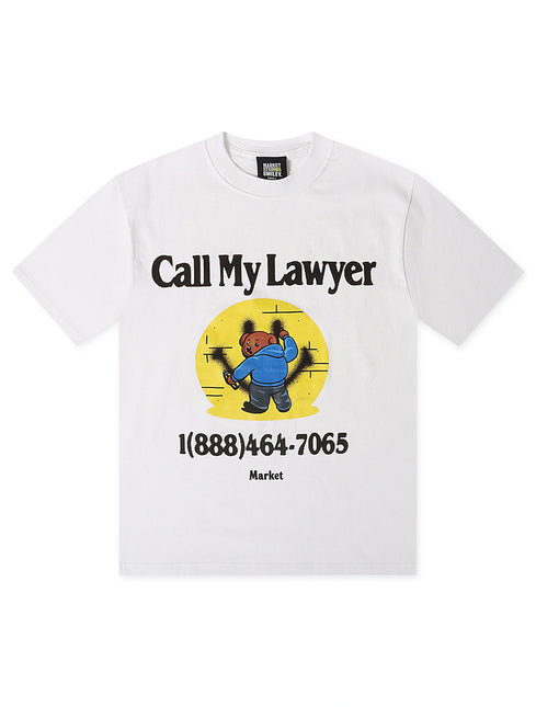 Market Studios Smiley Call My Lawyer Bear Tee - White - denim exchange