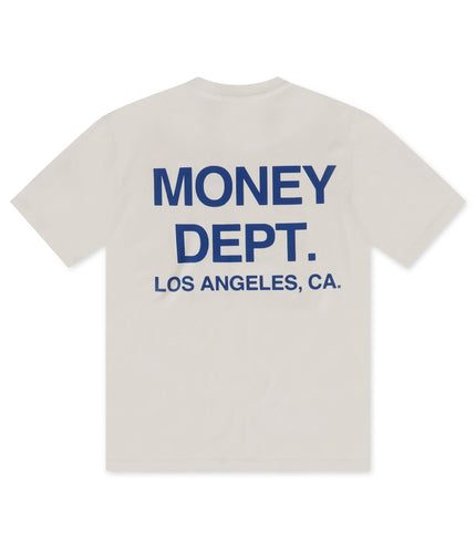 MONEY DEPT. LOS ANGELES HEAVYWEIGHT TEE - CREAM/BLUE MONEY DEPT