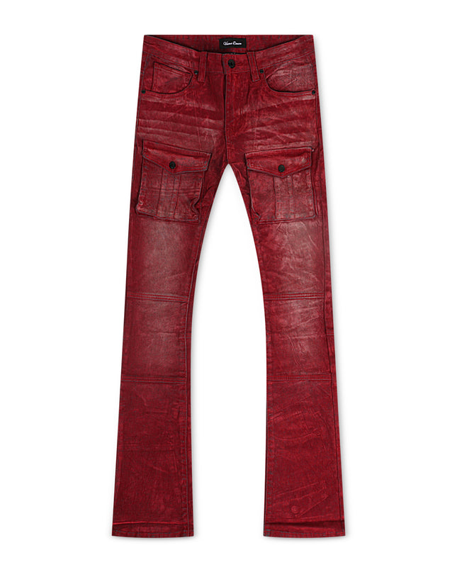 Vicious Denim Velvet Coated Denim Stacked Jeans - Red