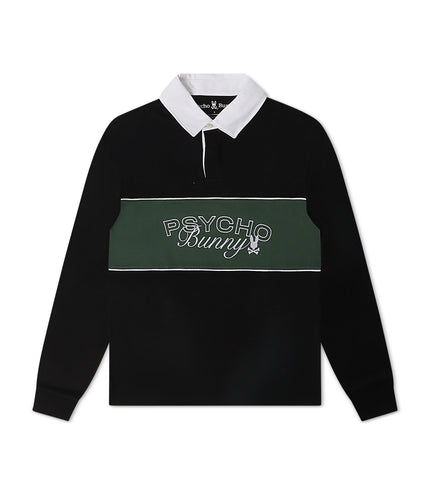 Psycho Bunny Kids Enzo Long Sleeve Rugby Tee - Black/Green