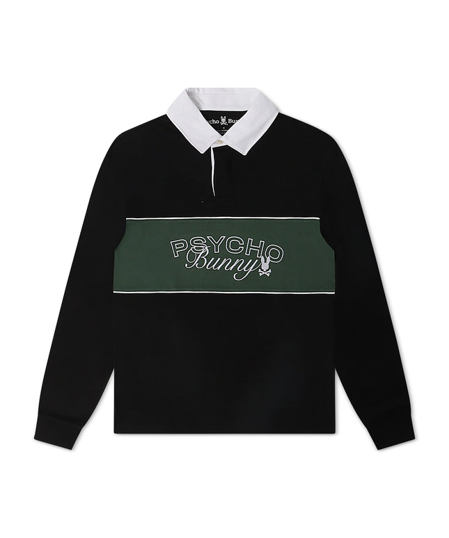 Psycho Bunny Kids Enzo Long Sleeve Rugby Tee - Black/Green