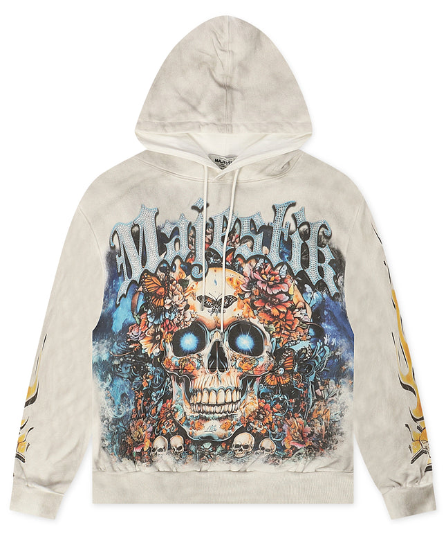 Majestik Mens Skull Tapestry Hoodie - Off White