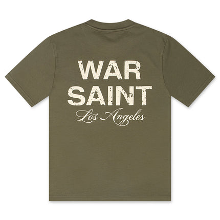 Warsaint LA Script Tee - Olive/Cream