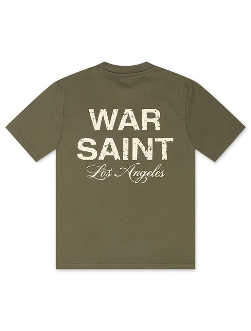 Warsaint LA Script Tee - Olive/Cream
