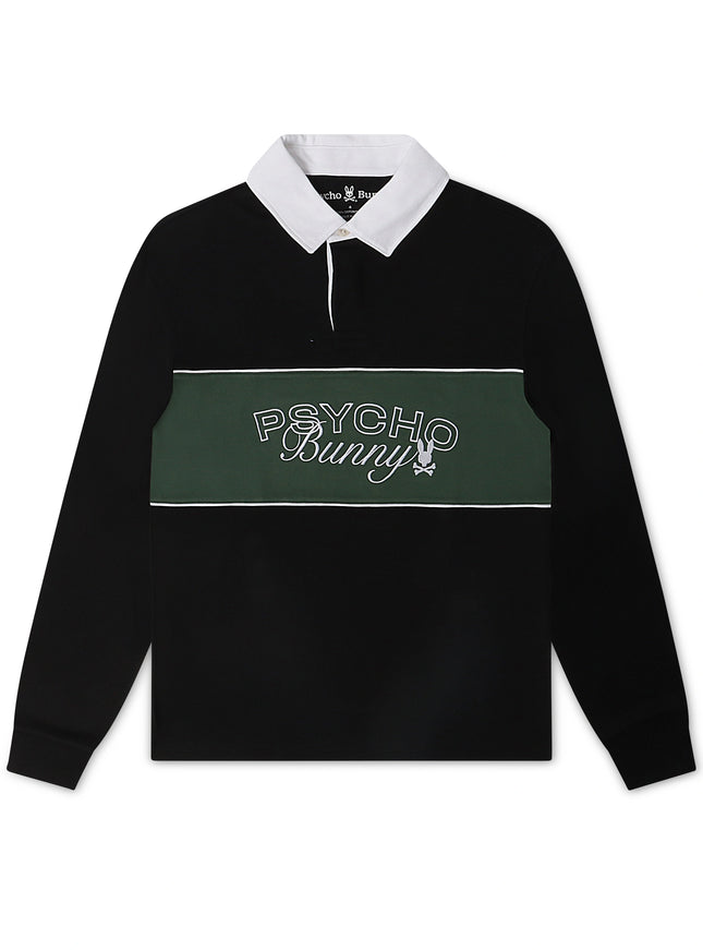 Psycho Bunny Mens Enzo Long Sleeve Rugby Tee - Black/Green - denim exchange