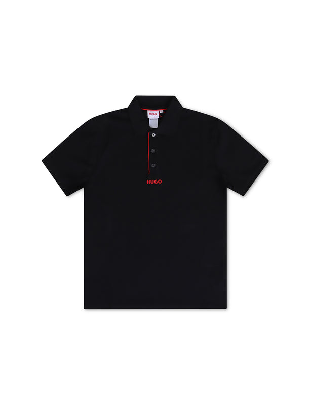 Hugo Kids Logo Print Polo - Black