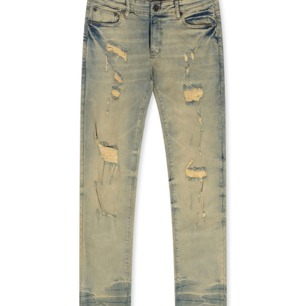 Damati Distressed Slim Fit Stretch Jeans - Light Vintage