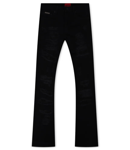 AJENDA STACKED JEANS - JET BLACK AJENDA