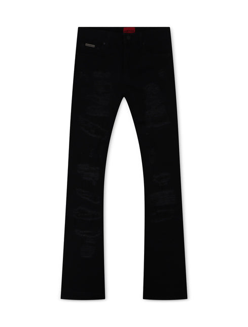 AJENDA STACKED JEANS - JET BLACK AJENDA