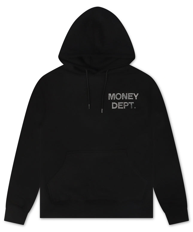 Money Dept. Rhinestone Hoodie - Black/Silver