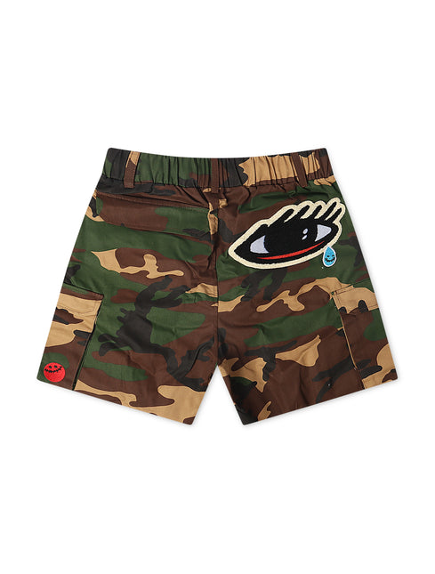 Camouflage shorts with a graphic design