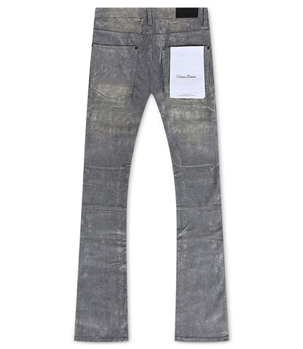 Vicious Denim Velvet Coated Denim Stacked Jeans - Grey