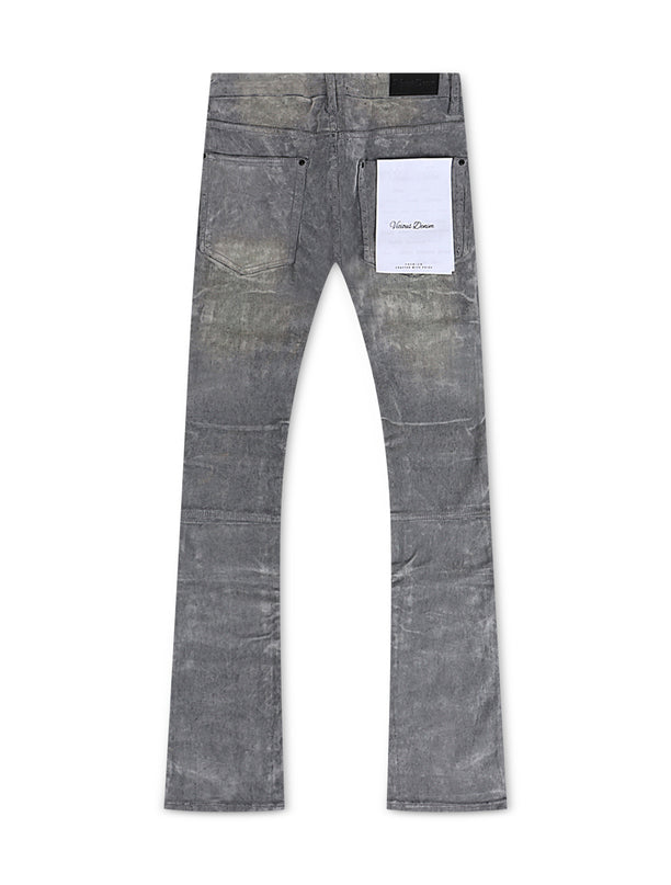 Vicious Denim Velvet Coated Denim Stacked Jeans - Grey