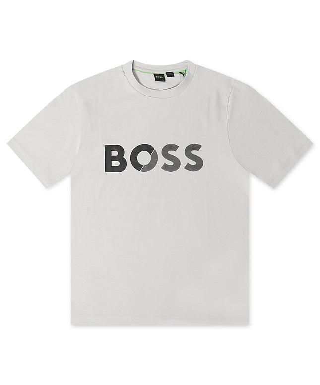 Boss Green Tape Logo Tee - Grey