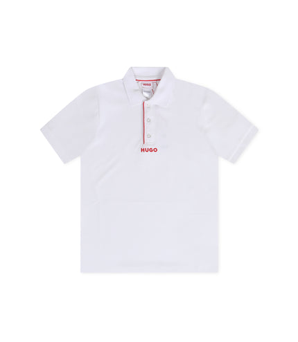 Hugo Kids Logo Print Polo - White