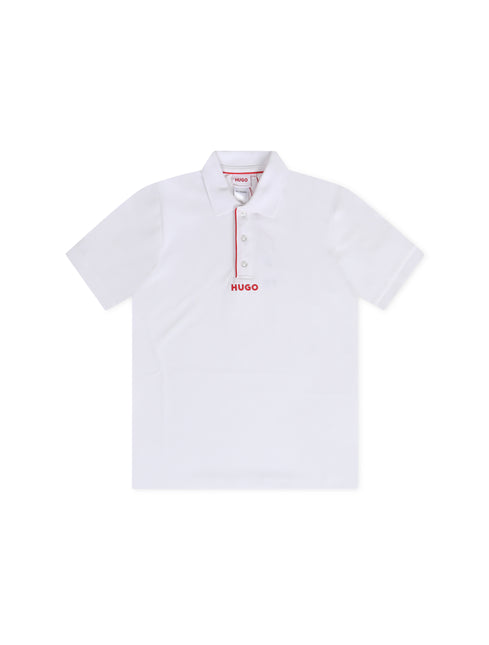 Hugo Kids Logo Print Polo - White