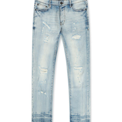 Damati Distressed Slim Fit Stretch Jeans - Ice Blue