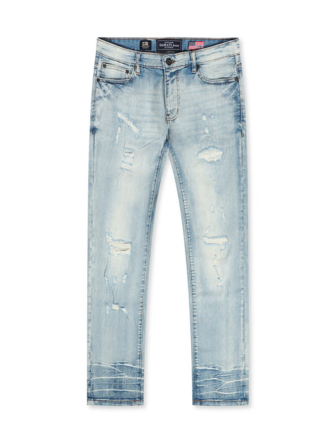 Damati Distressed Slim Fit Stretch Jeans - Ice Blue