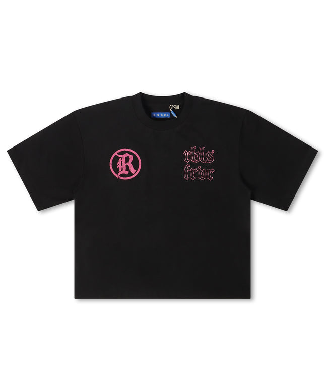 Rebel Denim Developmental Saints Cropped Tee - Black