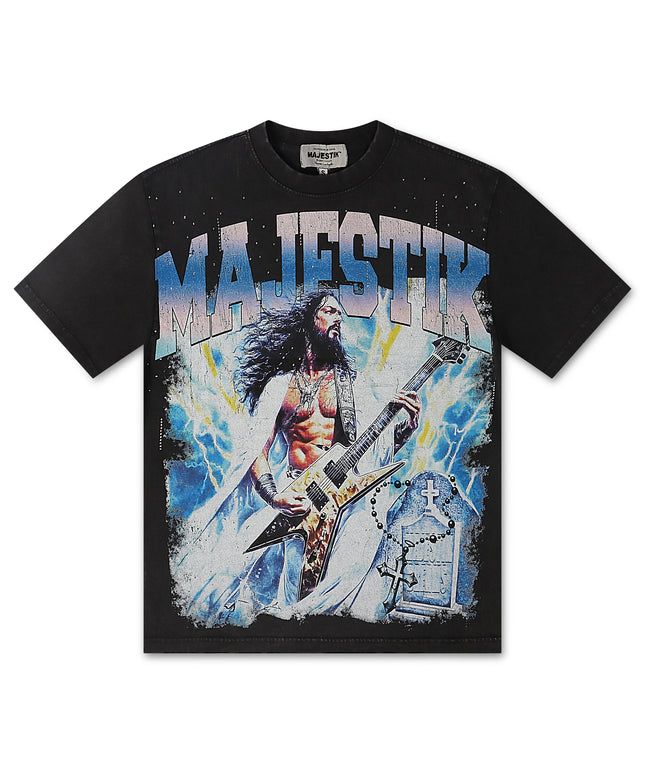Majestik Mens Garment Dyed Rockstar Tee - Black