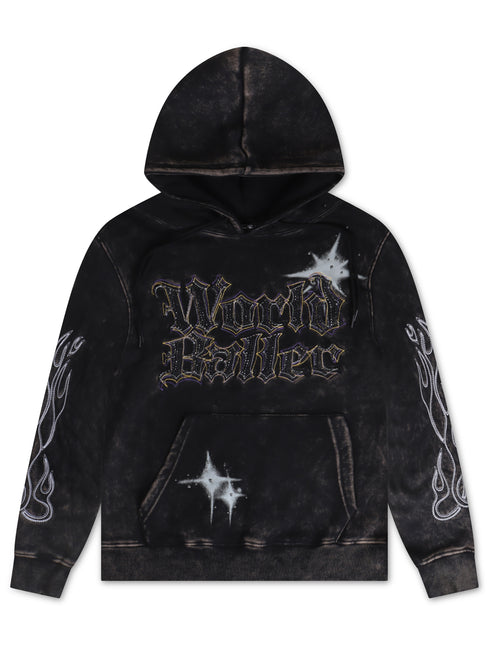 Smoke Rise Rhinestone Dystopia Hoodie - Black