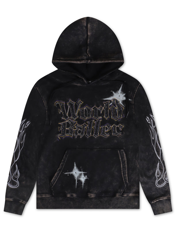 Smoke Rise Rhinestone Dystopia Hoodie - Black