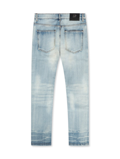 Damati Distressed Slim Fit Stretch Jeans - Ice Blue