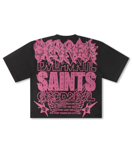 Rebel Denim Developmental Saints Cropped Tee - Black
