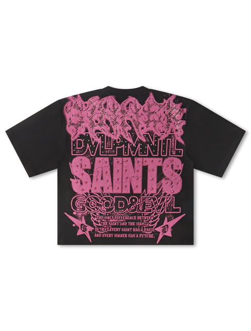 Rebel Denim Developmental Saints Cropped Tee - Black - Denim Exchange