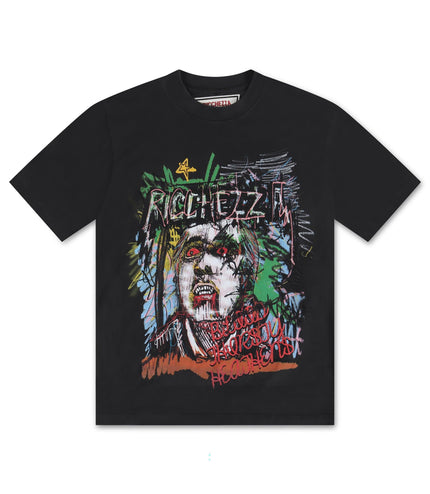 RICCHEZZA BLOODTHIRSTY HEATHENS TEE - WASHED BLACK RICCHEZZA