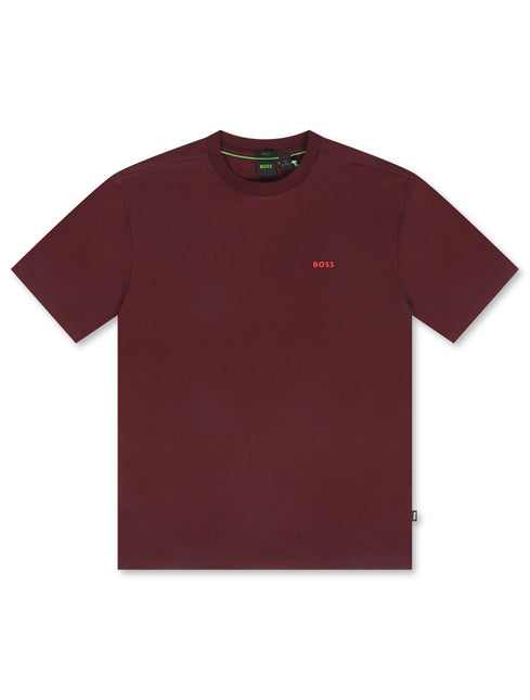 Boss Green Contrast Logo Tee - Burgundy