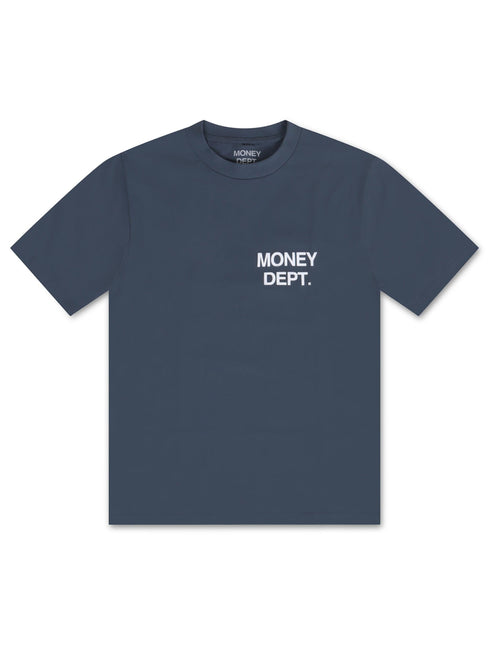 Money Dept. Los Angeles Heavyweight Tee - Petro Blue/White - Denim Exchange 