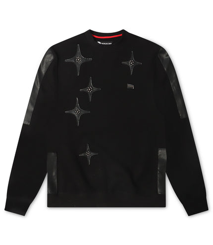 Makobi Star Rhinestone Crewneck - Black
