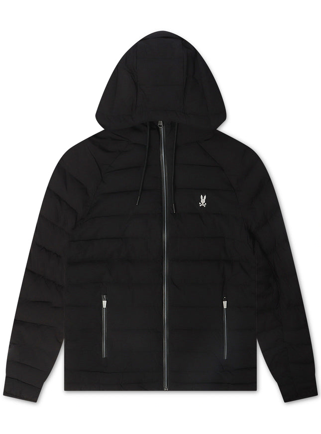 Psycho Bunny Mens Humphrey Hooded Puffer Jacket - Black - denim exchange