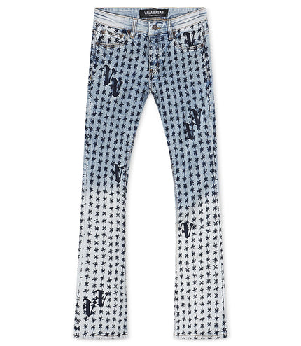 Valabasas Asterisk Stacked Flare Jean - Blue/Black - Denim Exchange 